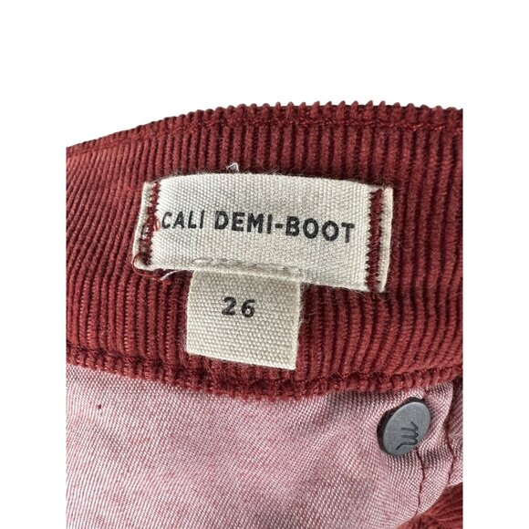 Madewell Cali Demi-Boot Corduroy Pants 26 Rust Red High-Rise Button Fly Flare - Picture 7 of 16
